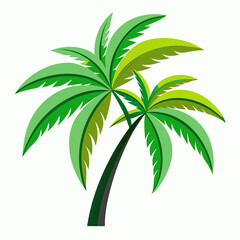 Vibrant tropical palm trees evoking sunny beach vibes and vacation dreams, perfect for summer designs and travel promotions, originally a scalable vector graphic