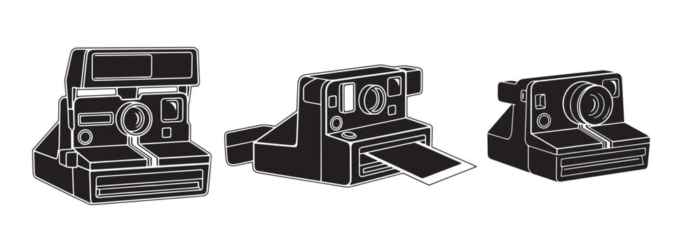 Collection of classic instant cameras, showcasing the nostalgic appeal of retro analog photography and spontaneous picture taking