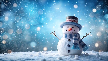 Cute Snowman with Winter Scene Background