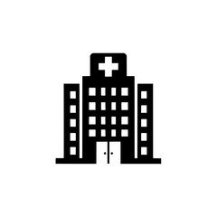 Naklejka premium Black Silhouette Hospital Building Icon
