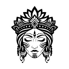 Obraz premium Ethnic Goddess with Lotus Crown