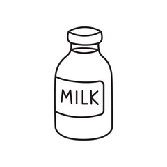 milk bottle line art illustration, suitable for minimalist design, healthy eating concepts and coloring book