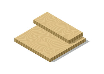 Plywood piece stack. Simple flat illustration in isometric view.
