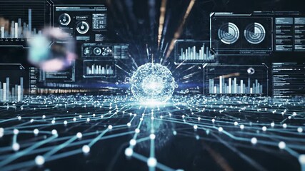 Digital network sphere with intricate connections perfectly captures the concept of technological innovation, highlighting the importance of seamless data flow and interconnected systems in.
