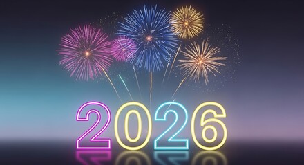 New Year 2026 Festive Illustration with Bright Lights