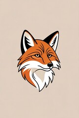 Obraz premium A captivating portrait of a fox's head, showcasing its sharp features and vibrant orange fur against a soft, neutral background