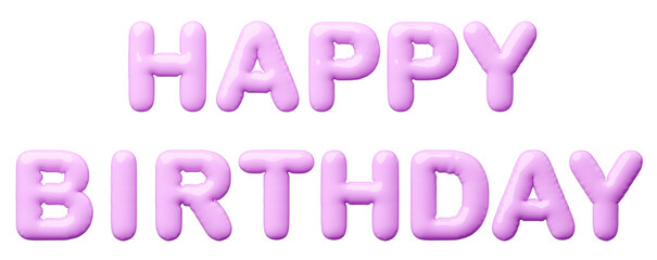 3D画像_風船_HAPPY BIRTHDAY_紫