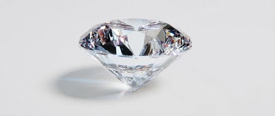 Sparkling Diamond Isolated on a White Background Showcasing Its Brilliance and Facets