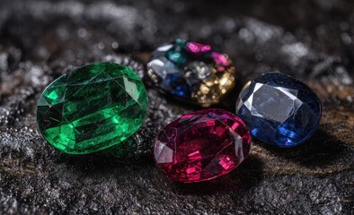 Colorful gemstones on dark surface (3)