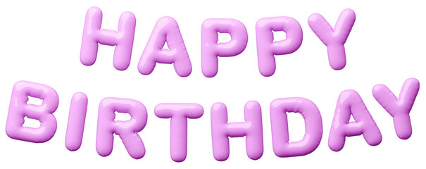 3D画像_風船_HAPPY BIRTHDAY_紫