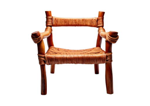 Natural fiber chair design home interior furniture modern. isolated on a transparent or white background.