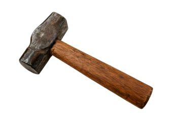 Old Wooden Hammer isolated on transparent or white background.