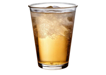Refreshing cold beverage in a clear cup on display. isolated on transparent or white background