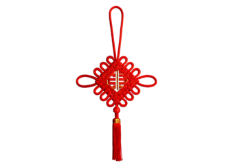 Traditional chinese new year decoration knots or Chinese knot with oriental ancient style. isolated on transparent or white background