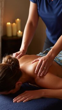 Serenity Massage: A serene scene unfolds as a skilled therapist performs a therapeutic massage, focused on relaxation and well-being. The gentle touch and calming ambiance promote deep relaxation.