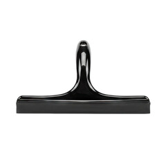 Glossy Black Metal Stair Railing Handrail Architectural Element Isolated on a Clean White Background Demonstrating Modern Design and Safety Features