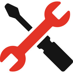 Red Wrench And Black Screwdriver Crossed On A Transparent Background Representing Tools And Repair Services