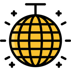 disco ball icon illustration design with filled outline