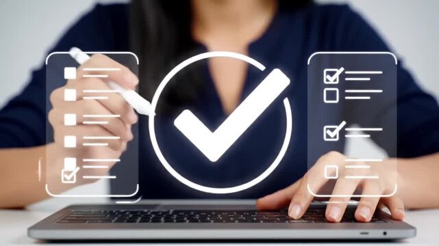 Task Management and Digital Approval Process. Virtual Checkmark for Completion and Verification. Using a Stylus for List and Checkbox Interface.