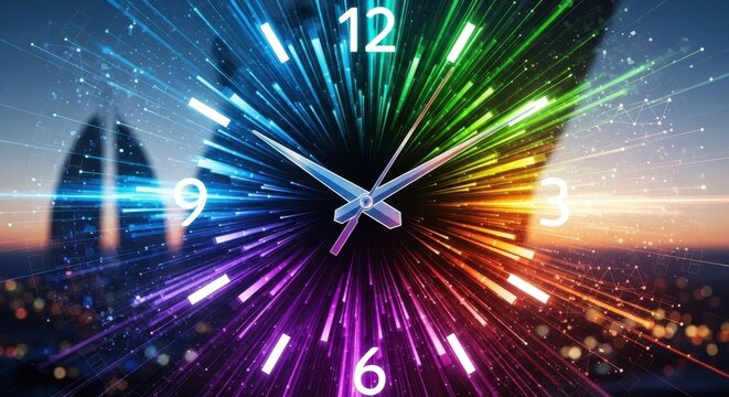 Radiant time burst digital artwork representing speed and futuristic time concept