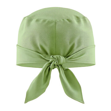 Light green head covering with a tied knot