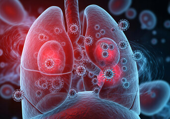 Human Lung model illness, Lung cancer and lung disease.