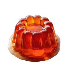 Golden Amber Jelly Dessert Isolated on Black Background with Soft Lighting and Textured Base in Macro View