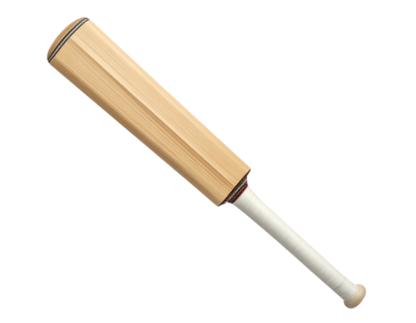 Cricket Bat Front View with Clean Blade, Sports Equipment Isolated PNG 