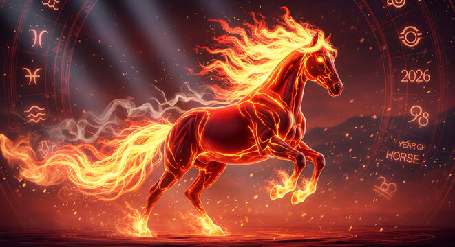 Fire Horse Chinese New Year 2026 Majestic Zodiac Energy - Powered by Adobe