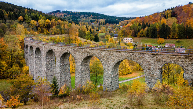 Krystofovo Udoli Viaduct in autumn, Czech Republic - Powered by Adobe