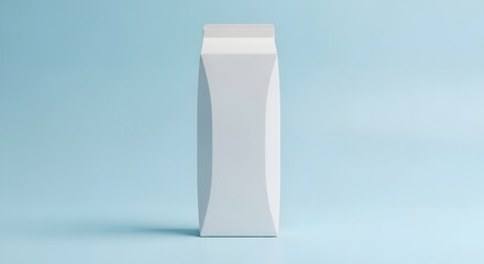 Blank White Milk Carton or Juice Box Mockup on Light Blue Background