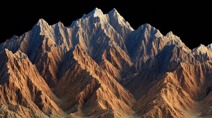 A detailed digitally created image of a mountain range.