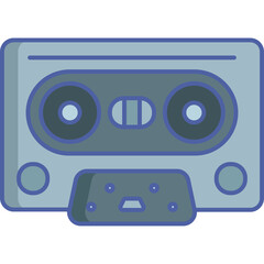 Retro Audio Cassette Tape With Purple and Blue Hues on Transparent Background Classic Music Storage Media