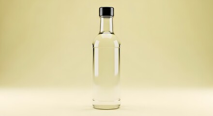 Clear Glass Bottle with Black Cap - Studio Product Shot