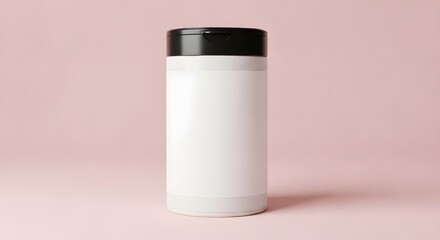 Blank White Container with Black Flip-Top Lid - Product Mockup