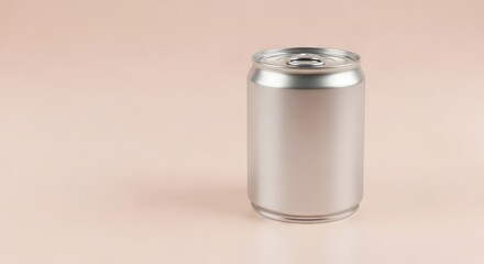 Blank Silver Aluminum Drink Can Mockup on Pastel Background