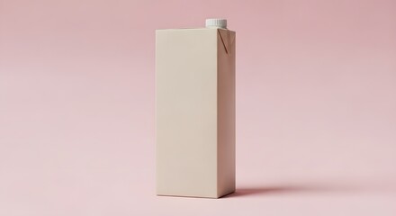 Minimalist Beige Carton with White Cap on Pink Background