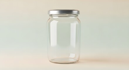 Empty Clear Glass Bottle with Silver Cap, Isolated