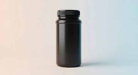 Minimalist Black Plastic Bottle Mockup with Black Cap