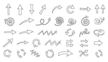 Fototapeta premium Hand drawn arrow collection isolated on for web design