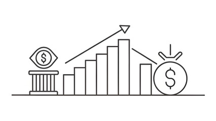 business graph with arrow business graph chart arrow growth success diagram finance design icon logo