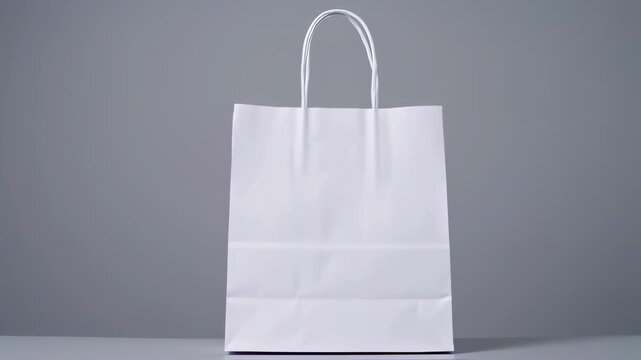Studio shot of multiple white paper shopping bags in a repeating pattern layout