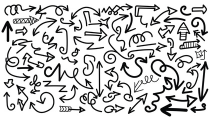 Hand drawn doodle arrows set isolated on for your design