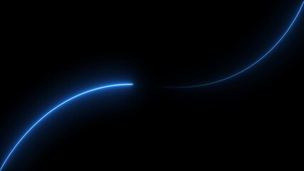 Neon glowing curved line animation on black background, futuristic blue light trail wave, abstract energy flow, digital motion effect, sci-fi streak effect - Powered by Adobe