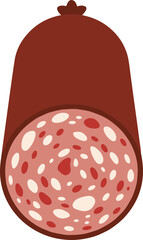 Simple Flat Design Salami Sausage Detailed Meat Food Item Graphic