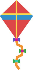 Simple Flat Style Detail Kite with Bow Tie Tail Illustration