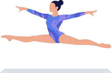 Minimalist Flat Style Gymnast Doing a Split Leap Illustration