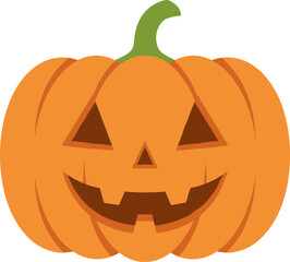 Simple Flat Jack O Lantern Face Pumpkin Halloween Illustration
