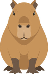 Cute Flat Illustration Capybara Rodent Animal Character Simple Design