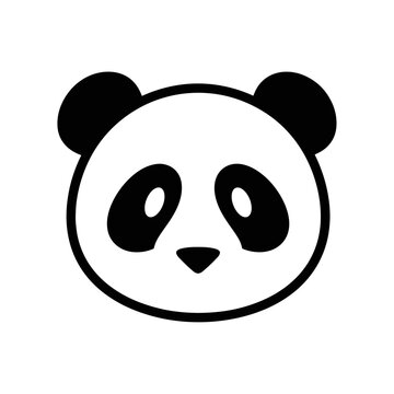 Minimalist black and white giant panda head icon illustration.